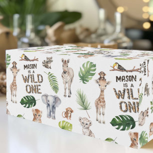 Wild One Jungle Safari Baby Boy 1. Geburtstag Geschenkpapier