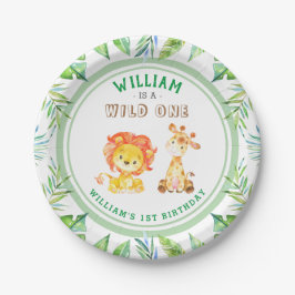 Wild One Jungle Safari Baby Boy 1. Geburtstag Part Pappteller