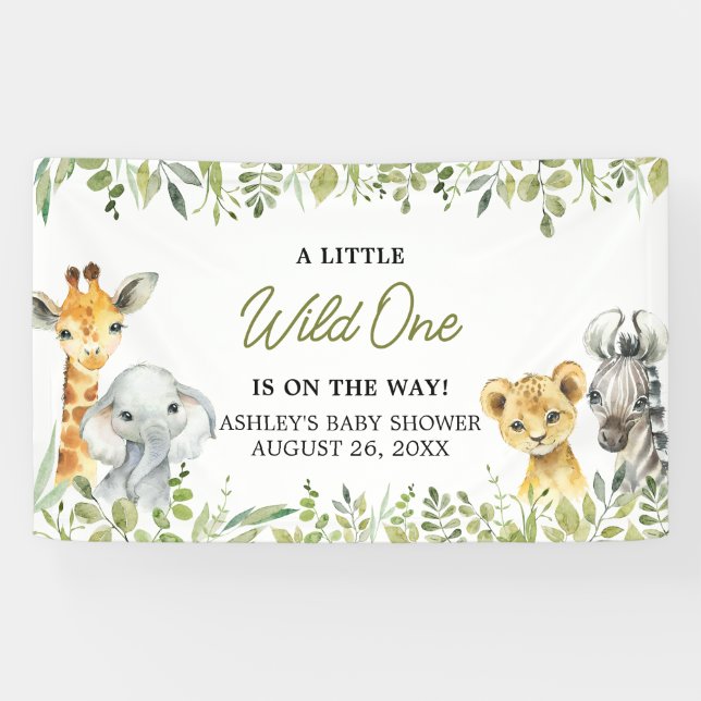 Wild One Jungle Safari Baby Dusche Banner (Horizontal)