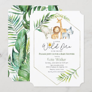 Wild One Jungle Safari Baby Dusche Einladung
