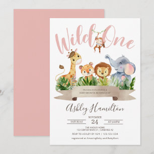 Wild One Jungle Safari Baby Dusche Einladung