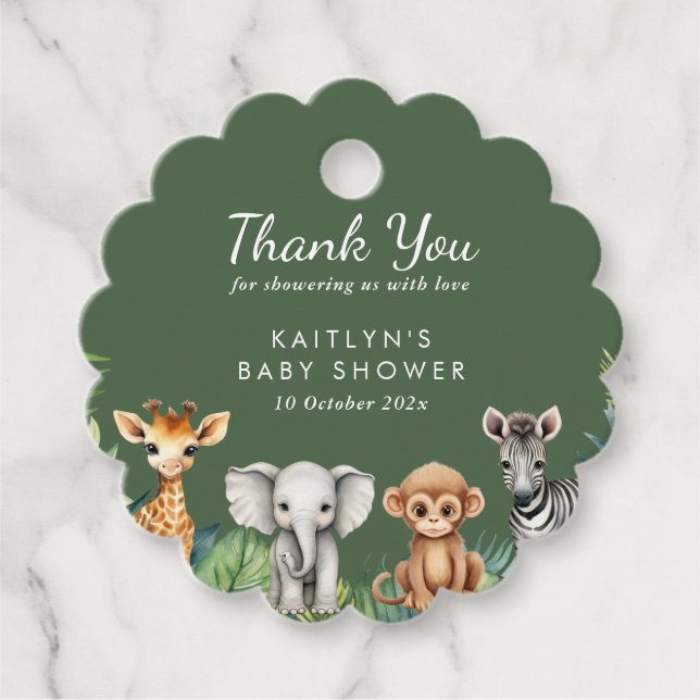 Wild One Jungle Safari Baby Dusche Geschenkanhänger (Vorderseite)