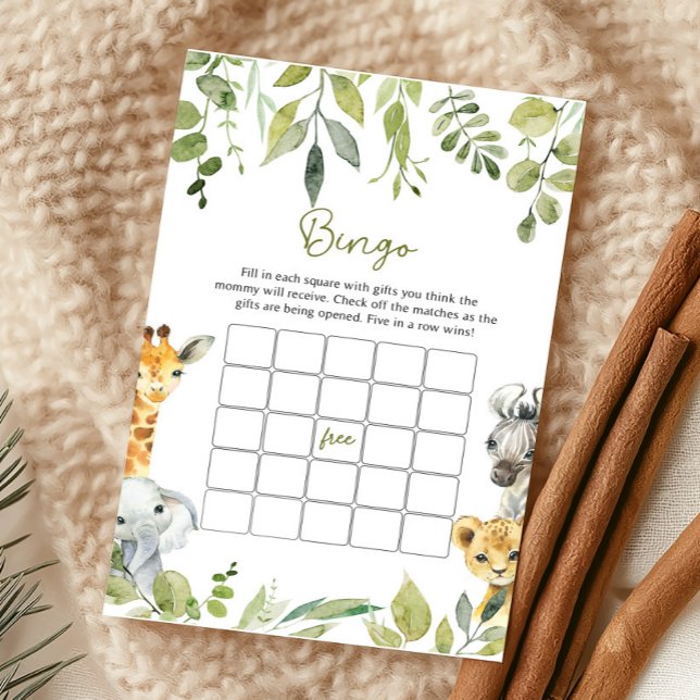 Wild One Jungle Safari Baby Shower Bingo Game (Von Creator hochgeladen)