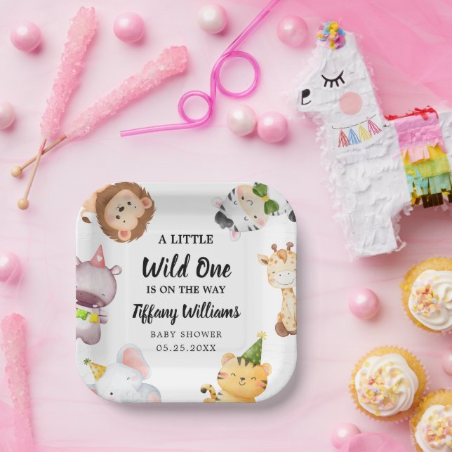 Wild One Jungle Safari Baby Shower Party Pappteller (Party)