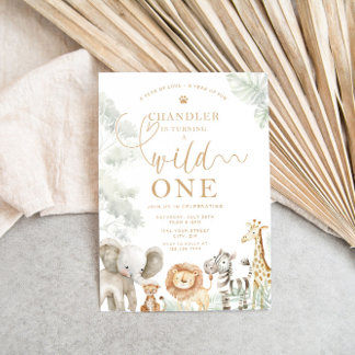 Wild One Jungle Safari Birthday Invitation Einladung