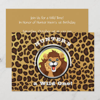 Wild One Jungle Safari Birthday Zoo Lion Leopard Einladung