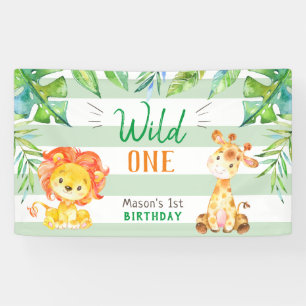 Wild One Jungle Safari Boys Erste Geburtstagsparty Banner