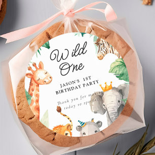 Wild One Jungle Safari Geburtstag Runder Aufkleber