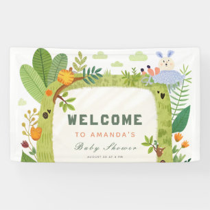 Wild One Jungle Safari Green Baby Boy Baby Shower Banner