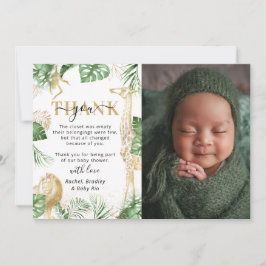 Wild One Jungle Safari Greenery Baby Shower Foto Dankeskarte