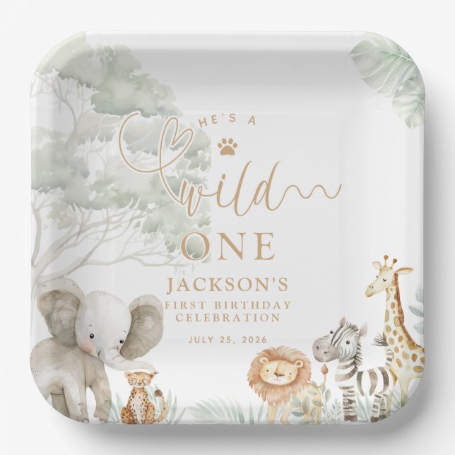 Wild One Jungle Safari-Papierteller Pappteller (Vorderseite)