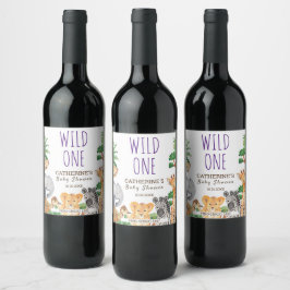 WILD ONE Jungle Safari TierBaby-Dusche Weinetikett