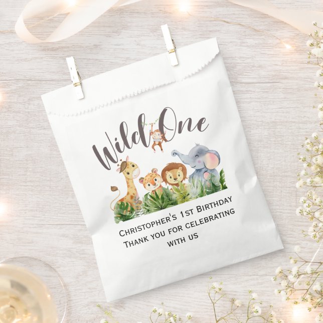 Wild One Jungle Safari Tiere 1. Geburtstag Geschenktütchen (Ausgeschnitten)