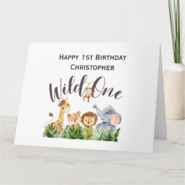 Wild One Jungle Safari Tiere 1. Geburtstag Karte
