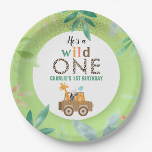 Wild One Jungle Safari Tiere 1. Geburtstag Party  Pappteller