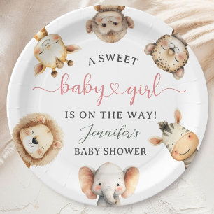 Wild One Jungle Safari Tiere Baby Shower Mädchen Pappteller