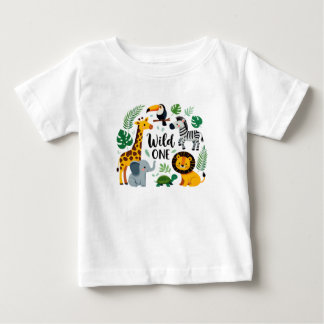 Wild One Jungle Safari Tiere Erstgeburt Baby T-shirt
