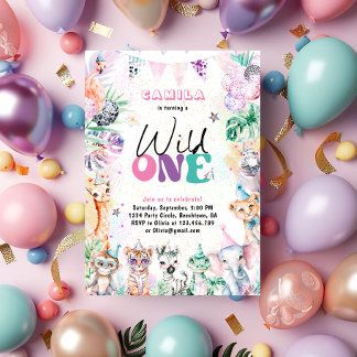 Wild One Jungle Safari Tiere Geburtstag Einladung