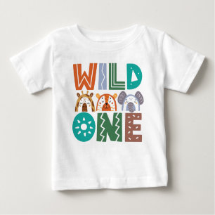 Wild One Jungle Theme 1. Geburtstag Baby T - Shirt