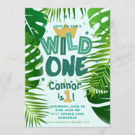 Wild One Jungle Theme Boys erster Geburtstag Einladung