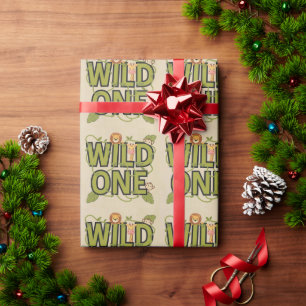Wild One Jungle Theme Geburtstagsdesign Geschenkpapier