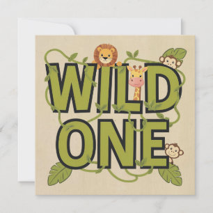 Wild One Jungle Theme Geburtstagsdesign Karte
