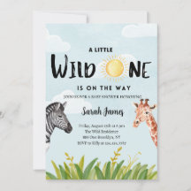 Wild One Jungle Themed Baby Dusche Einladungskarte