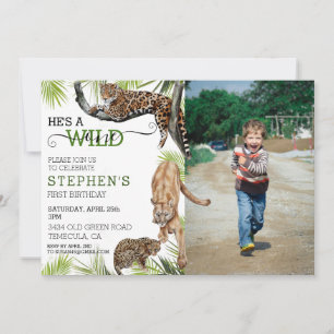 Wild One Katzen Leopard Puma Foto Geburtstag Einladung