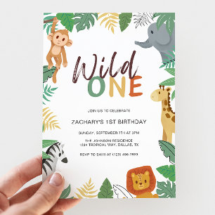 Wild One Kids Safari 1. Geburtstagsfeier Einladung