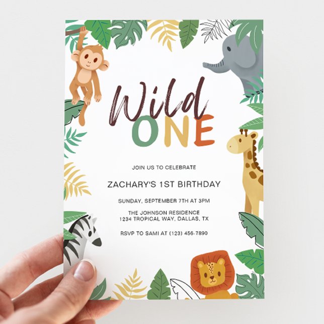 Wild One Kids Safari 1st Birthday Party Einladung (Von Creator hochgeladen)