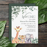 Wild One Kids Safari Tiere ersten Geburtstag Einladung<br><div class="desc">Lassen Sie Ihren Geburtstag mit dieser niedlichen Geburtstagseinladung zum Safari-Thema unvergesslich werden. Das Design zeichnet sich durch eine bezaubernde Aquarellgiraffe, einen Tiger und einen Elefanten aus, die zugleich stilvoll und charmant sind, während der Satz "Wild ONE" der Karte ein spielerisches Element hinzufügt. Verwenden Sie die Entwurfstools, um den Text und...</div>