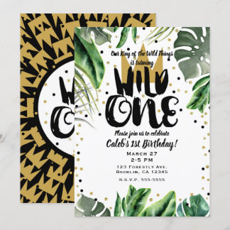 Wild One King of Things Crown 1. Geburtstag Party Einladung