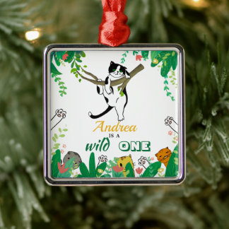 Wild One Kitty Cat Kitten Einladung zum 1. Geburts Ornament Aus Metall