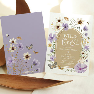 Wild One: Lavendel-Wildblumenwiese 1. Geburtstag Einladung