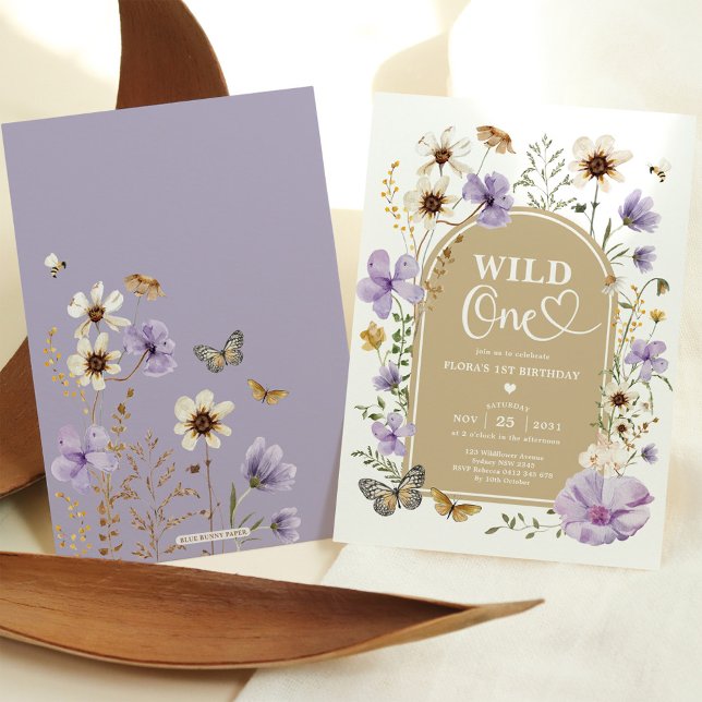 Wild One: Lavender Wildflower Meadow 1st Birthday Einladung (Von Creator hochgeladen)