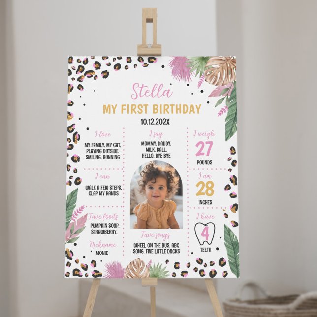 Wild One Leopard Birthday Milestone Zeichen Poster (Von Creator hochgeladen)