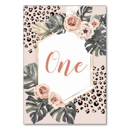 Wild One Leopard Print Girl Birthday Tischnummer