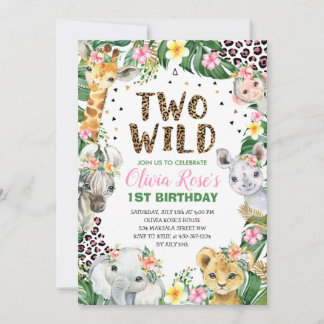 Wild One Leopard Print Safari 1. Geburtstag Einladung