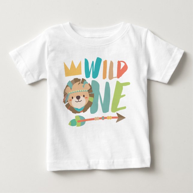 Wild One Lion and Arrow | Boho | Ein Jahr alt Baby T-shirt (Vorderseite)