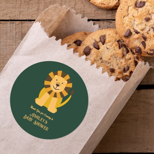 Wild One Lion Baby Shower Jungle Safari Gefallen Runder Aufkleber (Von Creator hochgeladen)