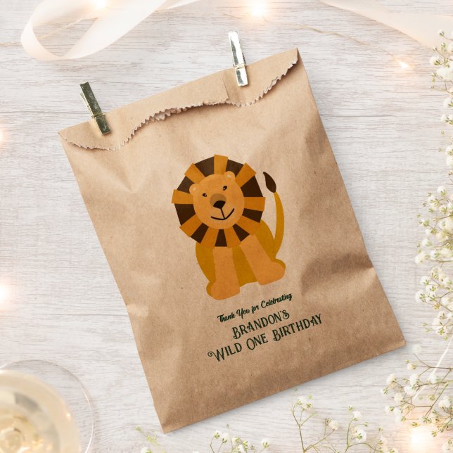 Wild One Lion Birthday Party Jungle Safari Geschenktütchen (Ausgeschnitten)