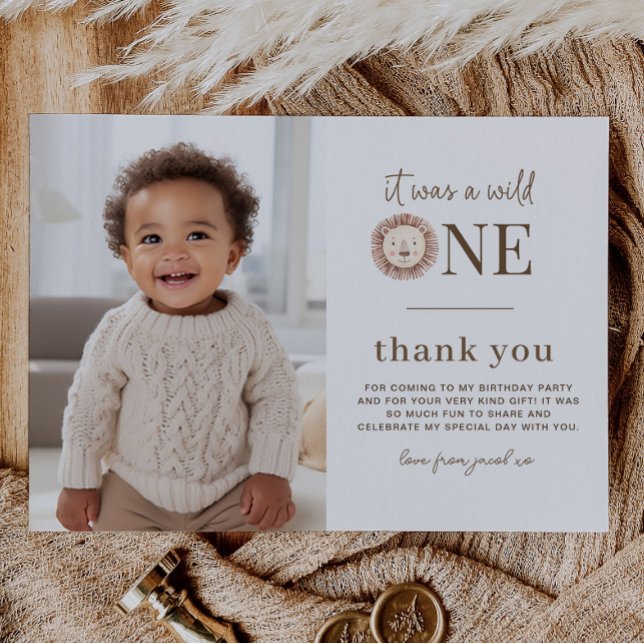 Wild One Lion Foto Danke Karte (Zazzle Wild One Lion Photo Thank You Card)