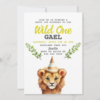 Wild One Lion Jungle Party Geburtstag Einladung