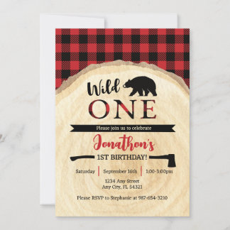 Wild One Lumberjack 1. Geburtstag Einladung