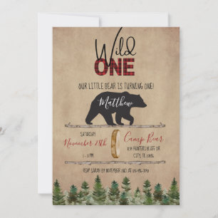 Wild One Lumberjack Birthday Printable Einladung
