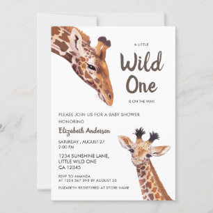 Wild One Mama and Baby Giraffe Baby Shower Einladung