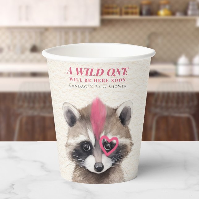 Wild One Mohawk Raccoon Babydusche Pappbecher (Von Creator hochgeladen)
