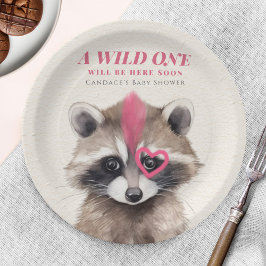 Wild One Mohawk Raccoon Babydusche Pappteller