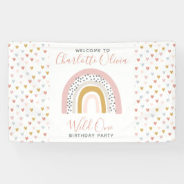 Wild One Mute Rainbow Girl's 1. Geburtstag Party Banner
