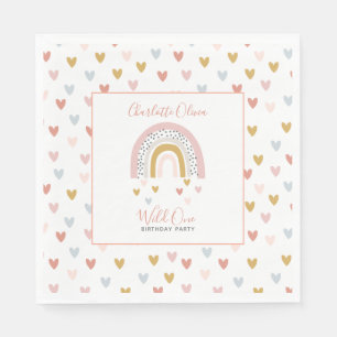 Wild One Mute Rainbow Girl's 1. Geburtstag Party Serviette